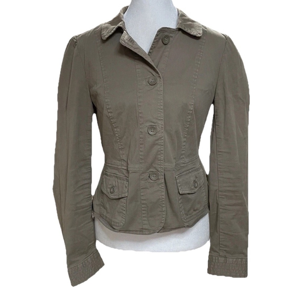 For‎ the Republic Brown Tie Back Button Down Blazer Size 10 military